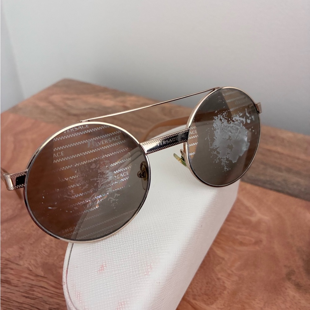 Versace Rose Gold Frame Sunglasses - Brown Temples - Picture 2 of 8